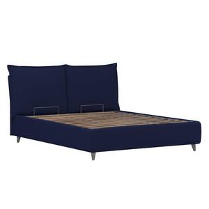 Gestoffeerd bed Versa I Stof Valona: Donkerblauw - 140 x 200cm - 1 opbergruimte - Grijs