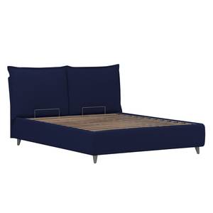 Gestoffeerd bed Versa I Stof Valona: Donkerblauw - 160 x 200cm - 1 opbergruimte - Grijs