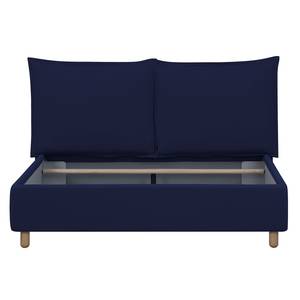 Gestoffeerd bed Versa I Stof Valona: Donkerblauw - 160 x 200cm - 1 opbergruimte - Lichtbruin