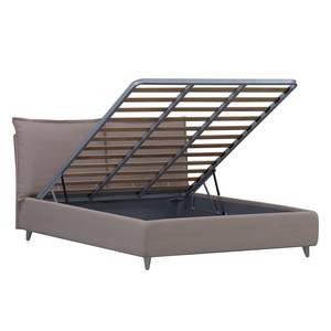 Gestoffeerd bed Versa I Stof Valona: Beige - 90 x 200cm - 1 opbergruimte - Grijs