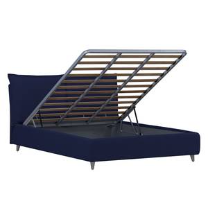 Gestoffeerd bed Versa I Stof Valona: Donkerblauw - 90 x 200cm - 1 opbergruimte - Grijs