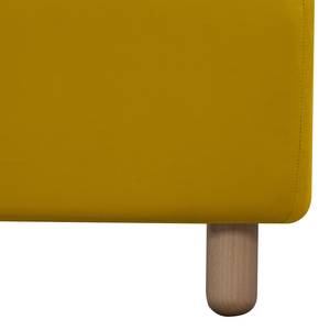 Lit rembourré Versa I Tissu Valona : Jaune moutarde - 90 x 200cm - 1 tiroir de lit - Marron clair