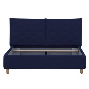 Polsterbett Versa II Stoff Valona: Dunkelblau - 140 x 200cm - 1 Bettkasten - Hellbraun