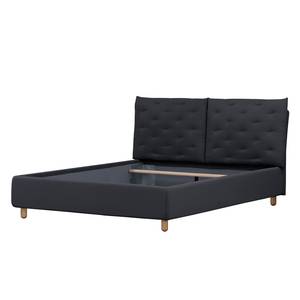 Gestoffeerd bed Versa II Stof Valona: Antraciet - 90 x 200cm - Geen opbergruimte - Lichtbruin