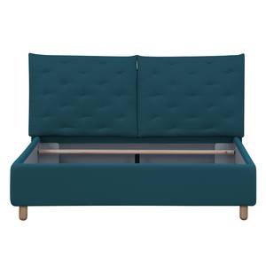 Lit rembourré Versa II Tissu Valona : Bleu pétrole - 90 x 200cm - Pas de tiroir de lit - Marron clair