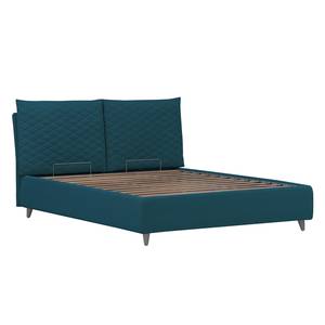 Gestoffeerd bed Versa III Stof Valona: Petrolblauw - 140 x 200cm - 1 opbergruimte - Grijs