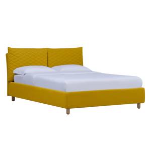 Gestoffeerd bed Versa III Stof Valona: Mosterdgeel - 160 x 200cm - 1 opbergruimte