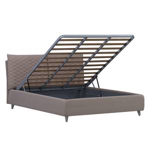 Gestoffeerd bed Versa III Stof Valona: Beige - 90 x 200cm - 1 opbergruimte - Grijs