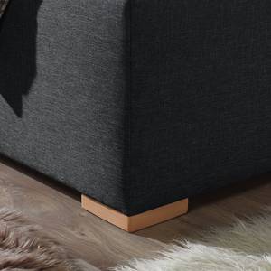 Lit capitonné Vitaby Tissu structuré Anthracite - 100 x 200cm - Avec sommier à lattes