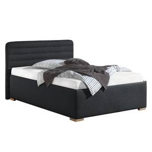 Lit capitonné Vitaby Tissu structuré Anthracite - 140 x 200cm - Sans sommier & matelas