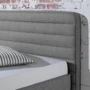 Lit capitonné Vitaby Tissu structuré Gris - 140 x 200cm - Avec sommier à lattes