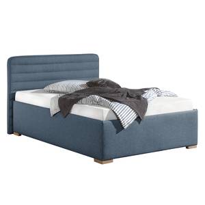 Lit capitonné Vitaby Tissu structuré Bleu jean - 140 x 200cm - Sans sommier & matelas