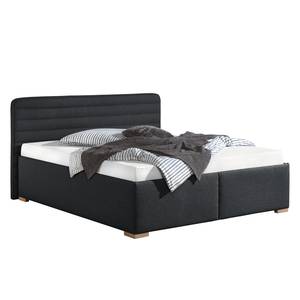 Lit capitonné Vitaby Tissu structuré Anthracite - 180 x 200cm - Sans sommier & matelas