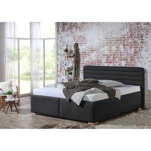 Lit capitonné Vitaby Tissu structuré Anthracite - 200 x 200cm - Sans sommier & matelas