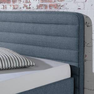 Lit capitonné Vitaby Tissu structuré Bleu jean - 200 x 200cm - Sans sommier & matelas