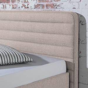 Lit capitonné Vitaby Tissu structuré Granit - 180 x 200cm - Sans sommier & matelas