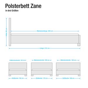 Lit capitonné Zane Tissu structuré - 140 x 200cm - Matelas à ressorts Bonnell