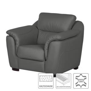 Bankenset Alzira (3-zitsbank, 2-zitsbank en fauteuil) - antracietkleurig leer