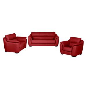 Bankenset Alzira (3-zitsbank, 2-zitsbank en fauteuil) - rood echt leer