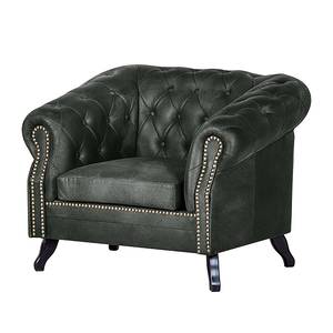Gestoffeerde meubelset Benavente (3-zitsbank, 2-zitsbank en fauteuil) - antracietkleurige antiek leren look