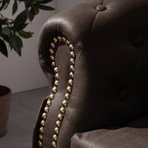 Set di divani imbottiti Benavente modulo a 3, 2 e 1 sedute - Similpelle anticata Marrone scuro