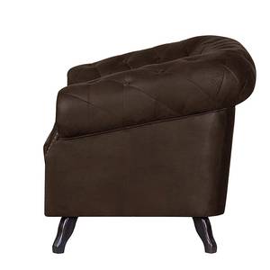 Gestoffeerde meubelset Benavente (3-zitsbank, 2-zitsbank en fauteuil) - donkerbruine antiek leren look