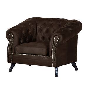 Gestoffeerde meubelset Benavente (3-zitsbank, 2-zitsbank en fauteuil) - donkerbruine antiek leren look