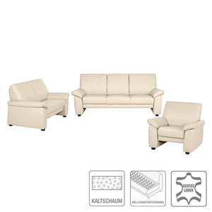 Bankenset Grimsby (3-zitsbank, 2-zitsbank en fauteuil) - beige echt leer