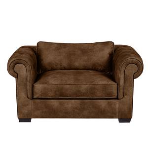 Gestoffeerde meubelset Benavente (3-zitsbank, 2-zitsbank en fauteuil) - bruine antiek leren look