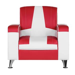 Gestoffeerde meubelset Torquay (3-zitsbank, 2-zitsbank en fauteuil) - rood/wit kunstleer