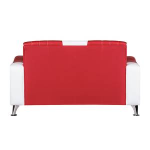 Gestoffeerde meubelset Torquay (3-zitsbank, 2-zitsbank en fauteuil) - rood/wit kunstleer