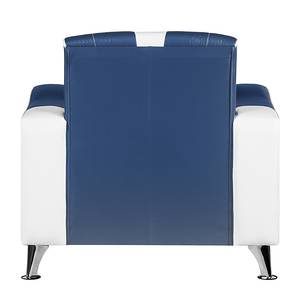 Bankstellen Torquay (3-zitsbank, 2-zitsbank en fauteuil) - wit kunstleer/donkerblauw