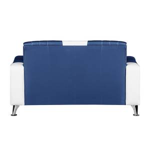 Bankstellen Torquay (3-zitsbank, 2-zitsbank en fauteuil) - wit kunstleer/donkerblauw