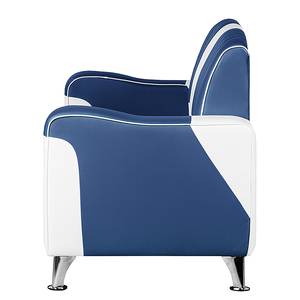 Bankstellen Torquay (3-zitsbank, 2-zitsbank en fauteuil) - wit kunstleer/donkerblauw