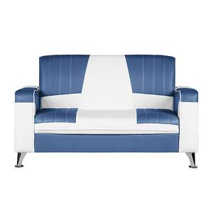 Bankstellen Torquay (3-zitsbank, 2-zitsbank en fauteuil) - wit kunstleer/donkerblauw
