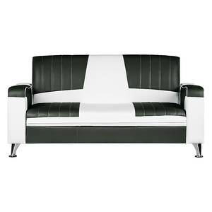 Gestoffeerde meubelset Nixa (3-zitsbank, 2-zitsbank en fauteuil) - wit kunstleer/zwart