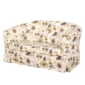 Sofa Philipp mit Husse 2-Sitzer - Webstoff geblümt - Creme / Braun