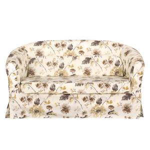 Sofa Philipp mit Husse 2-Sitzer - Webstoff geblümt - Creme / Braun