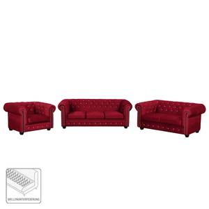 Bankstellen Torquay I (3-zitsbank, 2-zit (3-zitsbank, 2-zitsbank, fauteuil) - microvezel - Rood