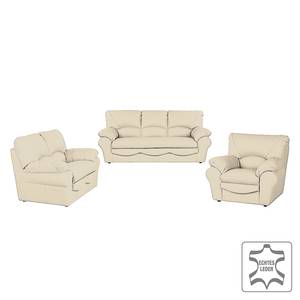 Bankenset Longford (3-zitsbank, 2-zitsbank en fauteuil) - taupe echt leer