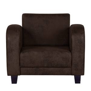 Gestoffeerde meubelset Tullow (3-zitsban (3-zitsbank, 2-zitsbank en fauteuil) - donkerbruine antiek leren look