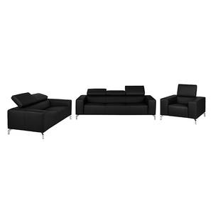 Set di divani imbottiti Varberg 3, 2 e 1 sedute - Vera pelle Nero