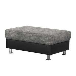 Pouf repose-pieds Bandya Imitation cuir / Tissu structuré - Noir / Gris