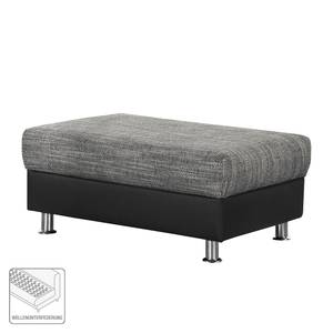 Pouf repose-pieds Bandya Imitation cuir / Tissu structuré - Noir / Gris