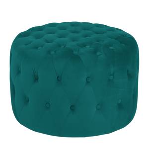 Pouf Bayard Velours - Bleu pétrole - Largeur : 60 cm