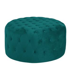 Pouf Bayard Velours - Bleu pétrole - Largeur : 80 cm