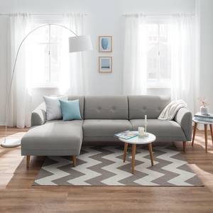 Ecksofa Cala I Strukturstoff Webstoff Osta: Graubraun - Longchair davorstehend links - Beige