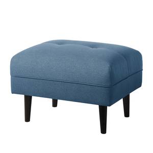 Pouf repose-pieds Cala Tissu structuré Tissu Osta: Bleu foncé - Noir