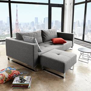 Pouf repose-pieds Cassius Tissu - Tissu Twist : Charcoal