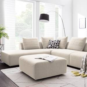 Gestoffeerde hocker FINNY geweven stof - Geweven stof Saia: Beige